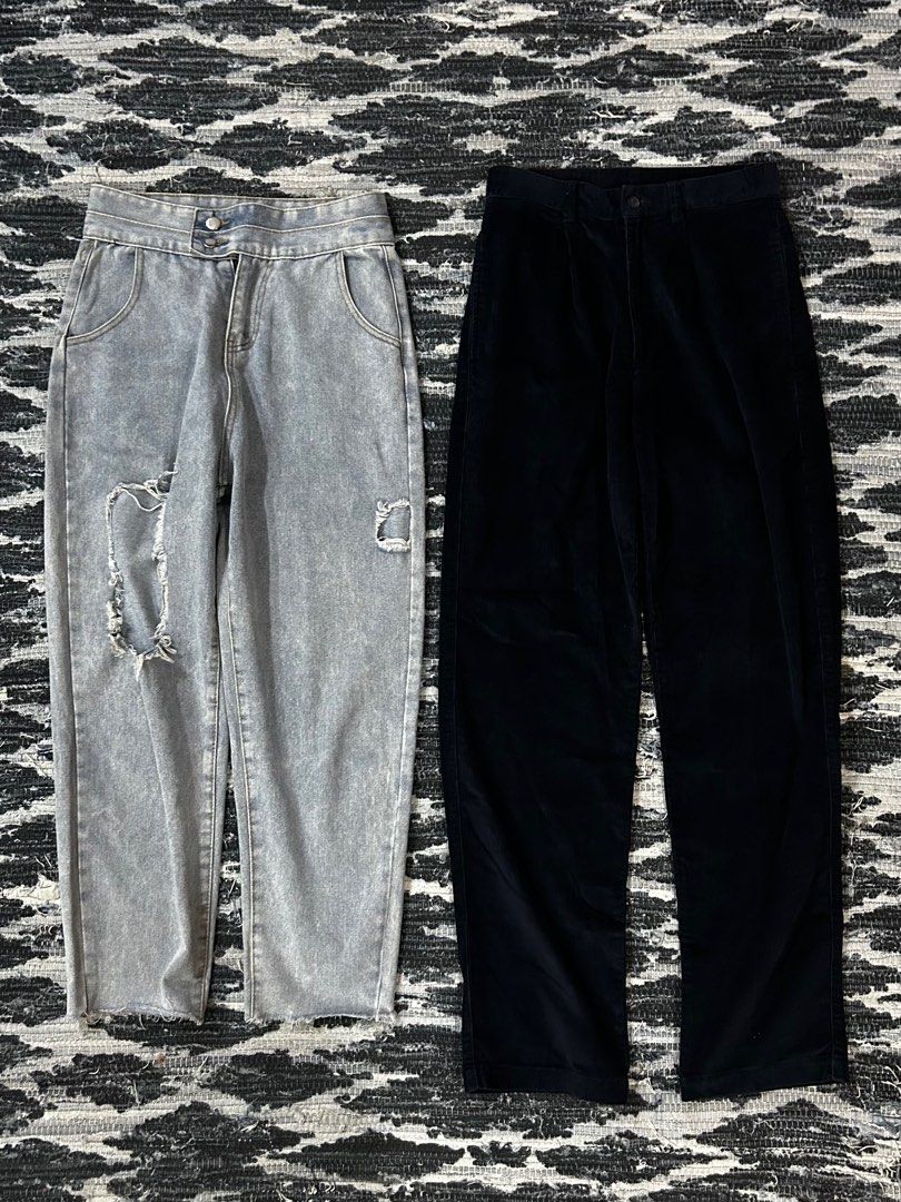 High Waist Ripped Jeans / Crocodile Corduroy Jeans (Category: Jeans) located in Balanga. Submitted by shenanigansph (Listing ID 1396265687, Image 1). Description: 70 PESOS EACH! used a few times only size: 27-28 condition: 10/10 flaws: n/a RFS: decluttering.