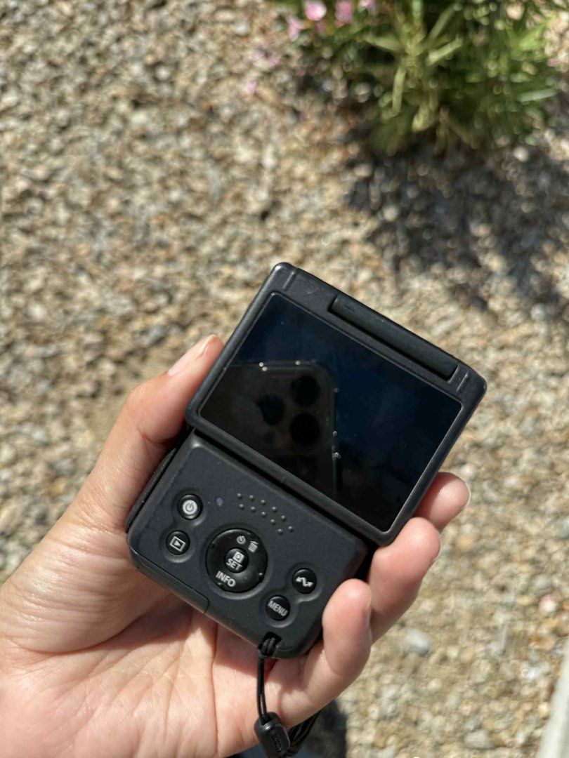 Canon PowerShot V10 Digital Camera (Category: Cameras) located in Marikina City. Submitted by iambellego (Listing ID 1396140632, Image 2). Description: - Canon PowerShot V10 - Compact digital camera - Flip-out screen - Black color.