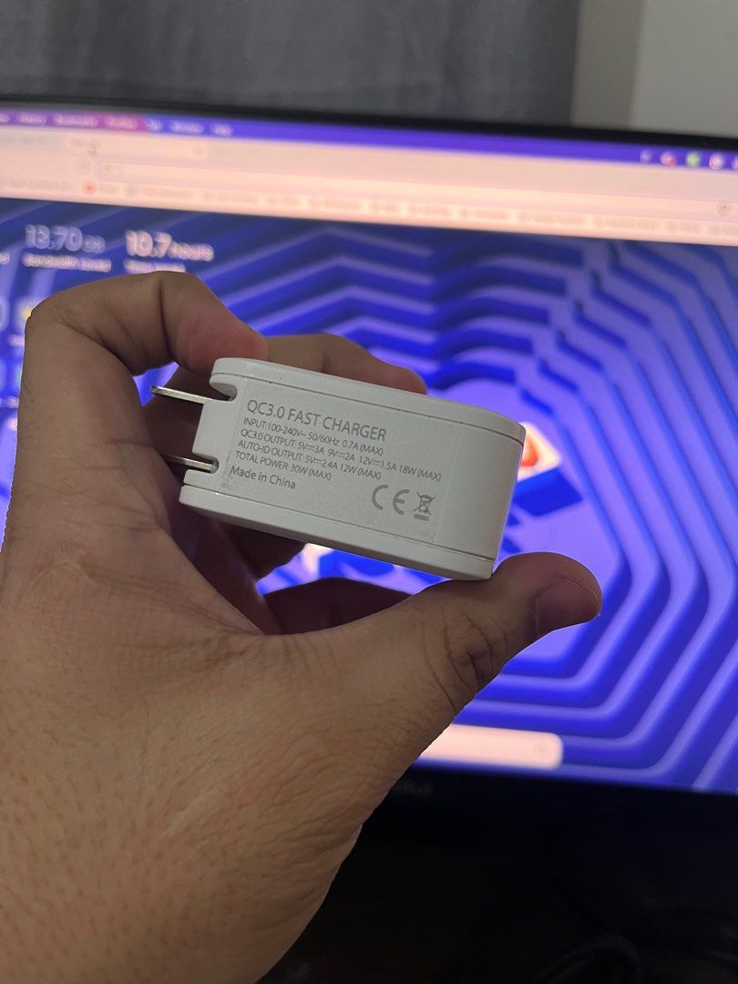 Charger Adaptor 18W (Category: Chargers & Cables) located in Davao. Submitted by snkrs101 (Listing ID 1396263093, Image 1). Description: MyConcept QC3.0 Fast Charger RFS: Decluttering MOP: GCASH.