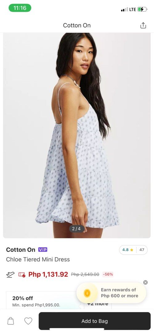 COTTON ON - chloe tiered mini dress (Category: Dresses) located in Caloocan City. Submitted by saespace (Listing ID 1396252376, Image 2). Description: used once ( lp ) bought for 1.2k size small for reference: my height is 5’1 .