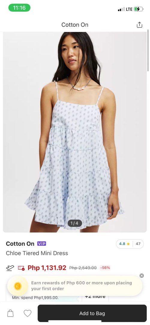 COTTON ON - chloe tiered mini dress (Category: Dresses) located in Caloocan City. Submitted by saespace (Listing ID 1396252376, Image 3). Description: used once ( lp ) bought for 1.2k size small for reference: my height is 5’1 .