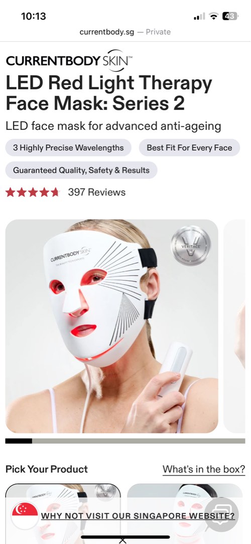 CurrentBody Skin LED Red Light Therapy Face Mask Series 2, Beauty ...