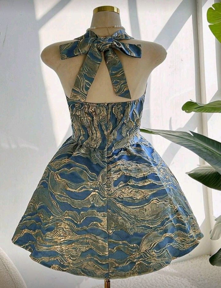 Elegant Jacquard Backless Halter Mini Dress (Category: Evening dresses & gowns) located in Manila. Submitted by yaomei_101 (Listing ID 1396261327, Image 2). Description: PRE-ORDER!! DM if interested. sizes: S/M/L/XL Loc: North Caloocan.