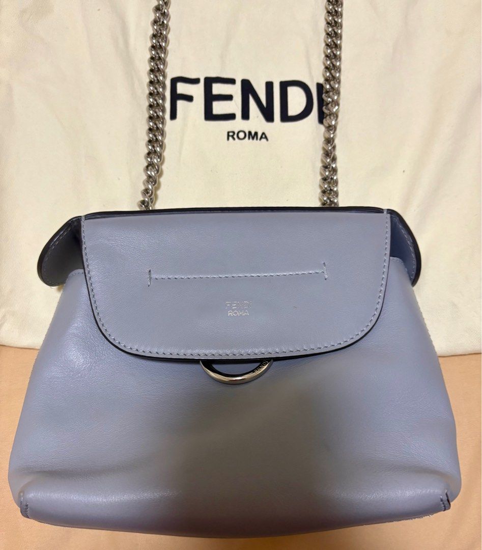 Fendi Mini Back to School Two-Way Bag (Category: Luxury Bags & Wallets) located in San Juan City. Submitted by irene.sy (Listing ID 1396272557, Image 1). Description: - Original Fendi Mini Back to School Bag - Light Blue Color - Silver-tone Hardware - Chain Strap - Flap Closure - Includes Dust Bag - Versatile: Can be worn as a backpack or shoulder bag - Pristine condition as rarely used.