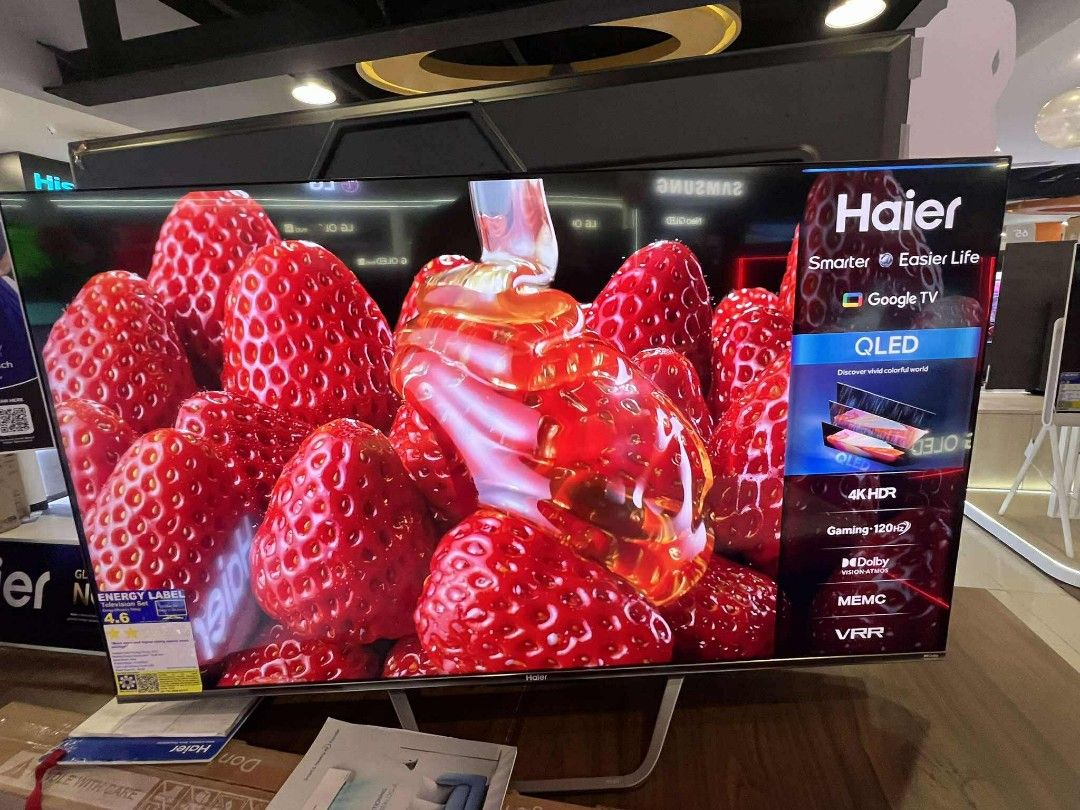 HAIER SMART TV (4K UHD QLED GOOGLE TV) (Category: TV) located in Manila. Submitted by chuck_claros (Listing ID 1396218825, Image 2). Description: HAIER SMART TV (4K UHD QLED GOOGLE TV) ☑️BRAND NEW FACTORY SEALED UNIT WITH OFFICIAL SALES INVOICE AND WARRANTY 🔻SALE!!! SALE!!! SALE!!!🔻 🔻!!! DISCOUNTED PRICE !!!🔻 ◽(QLED GOOGLE TV 120 HZ) REMOTE ASSISTANCE VOICE COMMAND 43 inch - H43S80EUX - 17,790 50 inch - H50S80EUX - 20,990 55 inch - h55S80EUX 