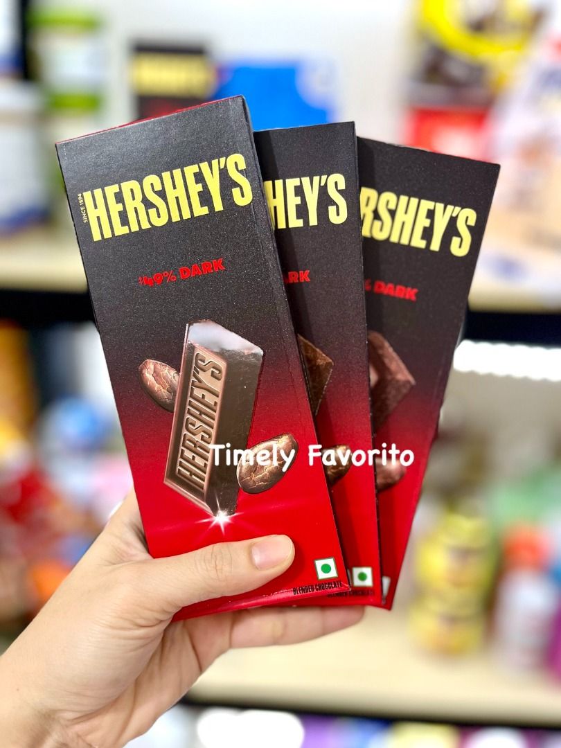 ❌SOLD OUT❌ Hershey's 49% Dark Chocolate 100g (Category: Packaged & Instant Food) located in Pasay City. Submitted by timelyfavorito1 (Listing ID 1396238609, Image 3). Description: IMPORTED from SINGAPORE! ALL ORIGINAL! BB: August 2026 Flavor: Dark chocolate with 49% cocoa solids Hershey's 49% Dark Chocolate 100g is a delicious dark chocolate bar. Perfect for those who enjoy dark chocolate with 49% cocoa solids. Enjoy it as a snack or in your favo