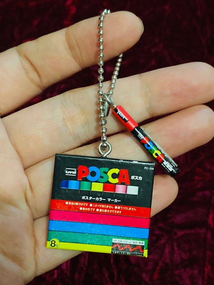 Mini POSCA PC-5M Keychain 380 (Category: Craft Supplies & Tools) located in Zamboanga. Submitted by kawaii_omocha_est2020 (Listing ID 1396271999, Image 1). Description: - Miniature POSCA keychain - Includes a tiny box with 8 colors and a PC-5M marker - Box features POSCA logo and Japanese text - Colors are fade-resistant, odorless, and waterproof - Attached to a ball chain ✅Mine now/ Pay now ✅ Please scan all photos for more details. ✅ Manage you