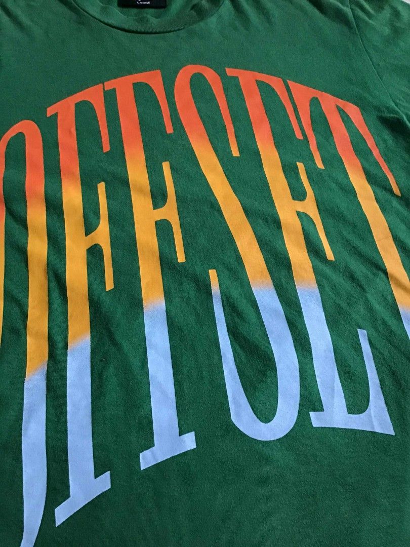 Offset Green T-shirt - Large (Category: Tshirts & Polo Shirts ) located in Manila. Submitted by wear_housemnl (Listing ID 1396233120, Image 2). Description: OFFSET GREEN T-SHIRT FRONT HIT PRICE: 499 DIMENSIONS: L28 W23 COMPLETE TAGS❗️ (color may vary due to lighting).