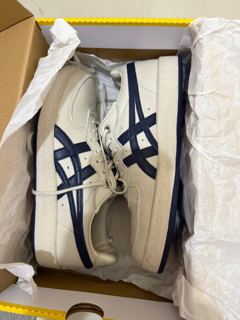 Onitsuka Tiger GSM SD Oatmeal Peacoat (Category: Sneakers) located in Taguig. Submitted by decmnl (Listing ID 1396202583, Image 2). Description: - Onitsuka Tiger GSM SD sneakers - Color: Oatmeal/Peacoat - Size: US Women's 5.5, EUR 36, 22.5 cm - Classic design with tiger stripes - Worn 3x and in excellent condition - Comes with original box and bought in Tokyo for 16,150 Yen or around ₱6,200z.