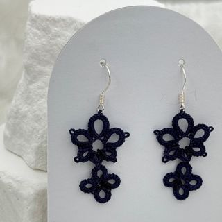 手作tatting花朵耳環64204046327425110