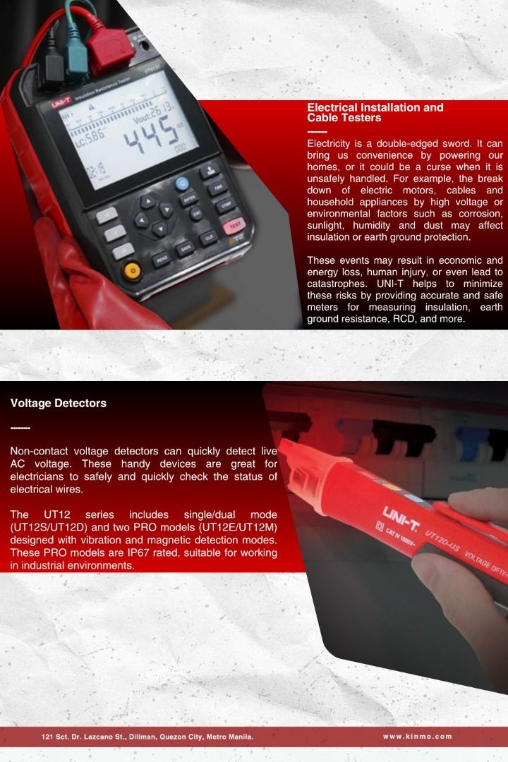 UNI-T Digital Multimeters, Clamp Meters, and More (Category: Industrial Equipment) located in Manila. Submitted by e2s_marketing (Listing ID 1396158731, Image 3). Description: Power up your precision with UNI-T, your trusted partner in test & measurement tools! From multimeters to infrared thermometers, we’ve got the gear that gets the job done right. Explore tools built for pros in HVAC, construction, electronics, and environmental monitoring. •