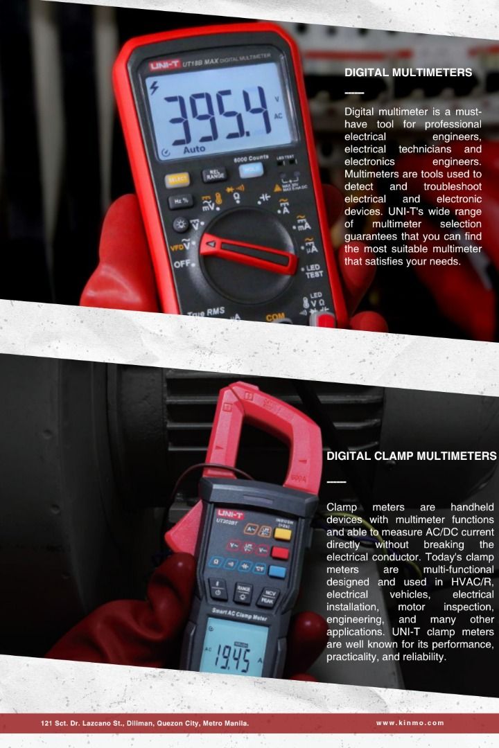 UNI-T Digital Multimeters, Clamp Meters, and More (Category: Industrial Equipment) located in Manila. Submitted by e2s_marketing (Listing ID 1396158731, Image 2). Description: Power up your precision with UNI-T, your trusted partner in test & measurement tools! From multimeters to infrared thermometers, we’ve got the gear that gets the job done right. Explore tools built for pros in HVAC, construction, electronics, and environmental monitoring. •