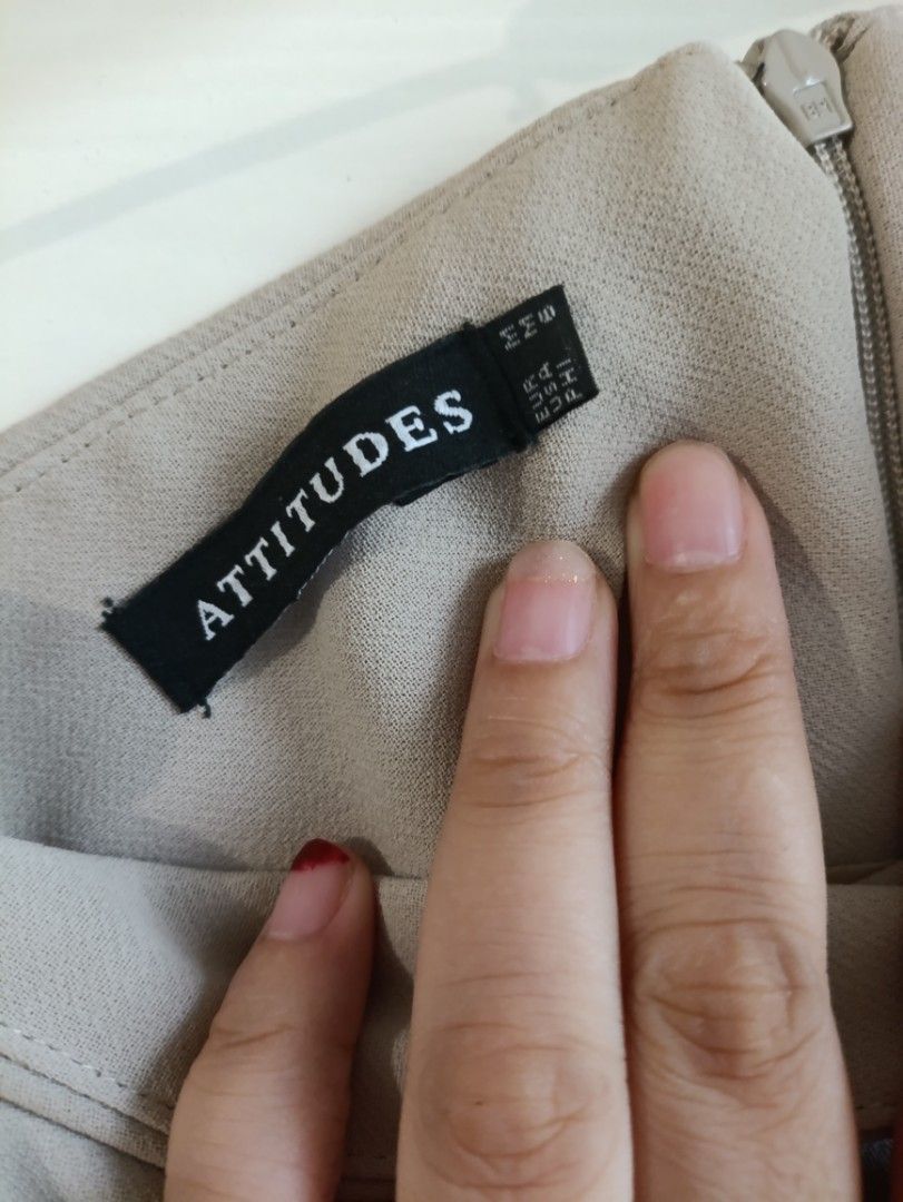 Attitudes Beige Pencil Skirt (Category: Skirts) located in Quezon City. Submitted by catsdeclutter (Listing ID 1401217715, Image 2). Description: - Attitudes beige skirt - Knee-length design - Features a back slit - Tailored fit - Size: EU 44, UK 16, USA 12 best fits Large - Zipper closure.