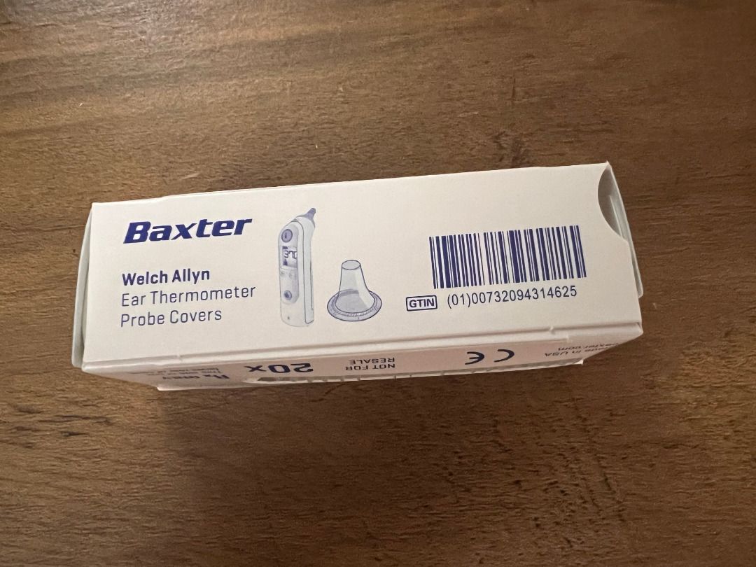 Baxter Welch Allyn Disposable Ear Thermometer Probe Covers (Category: Medical Supplies & Tools) located in Marikina City. Submitted by mariefdv (Listing ID 1401266635, Image 3). Description: Baxter Welch Allyn Disposable Ear Thermometer Probe Covers Thermoscan Probe covers Intended for single use diagnostics Flexible tip for patitent comfort Pack of 20 covers in handy dispenser packs..