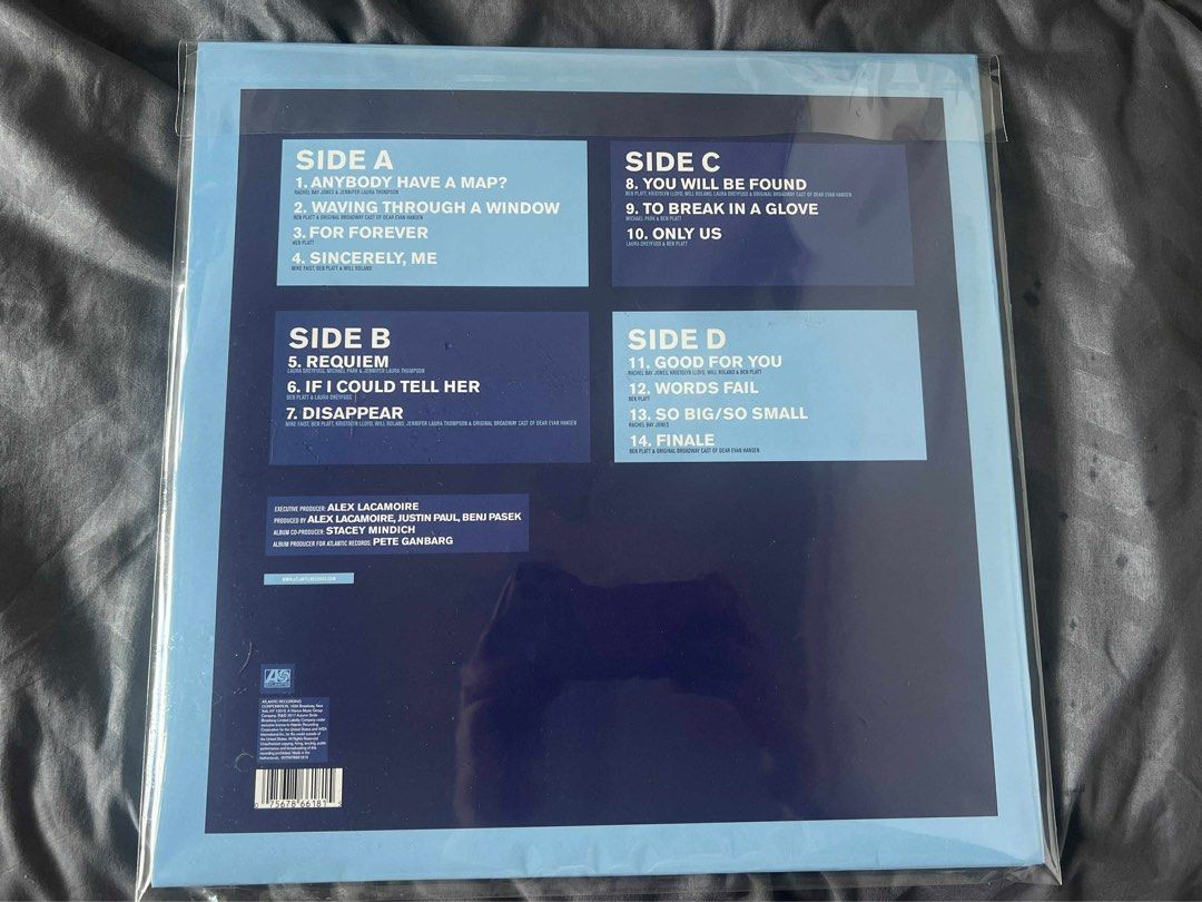 Dear Evan Hansen Original Broadway Cast Recording Vinyl (Category: Vinyls) located in Quezon City. Submitted by bernadelle.ong (Listing ID 1401349683, Image 2). Description: Original Broadway Cast Recording of Dear Evan Hansen on vinyl. Includes songs like "Waving Through a Window", "For Forever", and "You Will Be Found". Features songs from Side A to Side D..