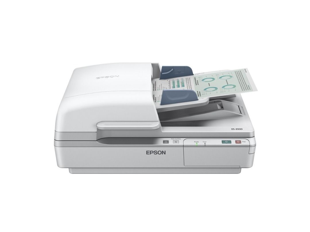Epson WorkForce DS-6500 Flatbed Document Scanner with Duplex ADF (Category: Printers, Scanners & Copiers) located in Manila. Submitted by random_94 (Listing ID 1401218514, Image 1). Description: Your Ideal and High Volume A4 Scanning Solution The Epson WorkForce DS-6500 A4 colour scanner that gives you high speed duplex scanning of 25ppm/50ipm to maximise productivity at work. One-pass duplex scanning at speed up to 25ppm/50ipm ADF capacity of 10