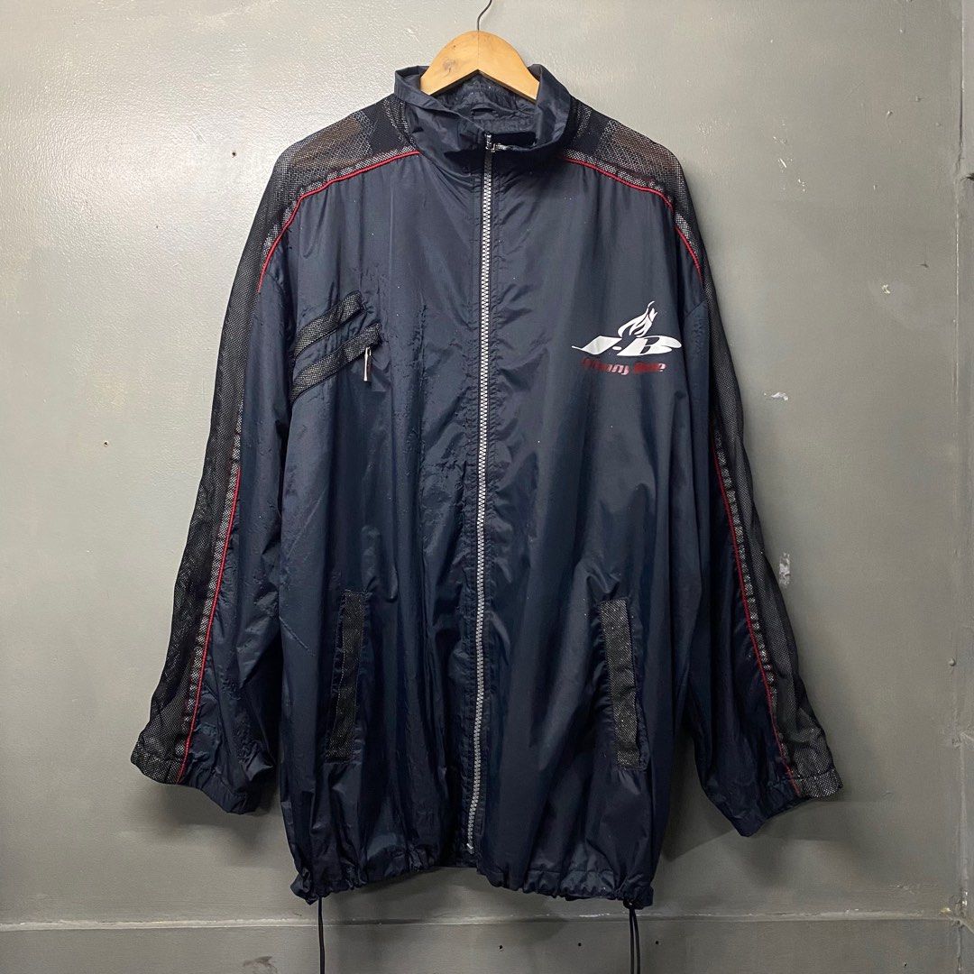 Johnny Blaze Jacket (Category: Coats, Jackets and Outerwear) located in Cagayan de Oro. Submitted by sumamestreethub (Listing ID 1401265146, Image 1). Description: - Johnny Blaze jacket - Size: XL - Color: Black with red accents - Features Johnny Blaze logo (front and back) - Full zip closure - Two front pockets - Drawstring hem - Mesh detailing on shoulders and sleeves W26 L33.5.