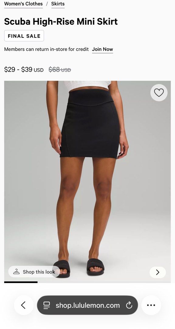 Lululemon Scuba High-Rise Mini Skirt (Category: Skirts) located in Quezon City. Submitted by d.archives (Listing ID 1401235924, Image 3). Description: - Lululemon Ribbed Mini Skirt - Color: Muted Green - Design: High-waisted, mini length - Condition: New with original tag - Ideal for: Casual wear, workouts - Fabric: Comfortable and durable.