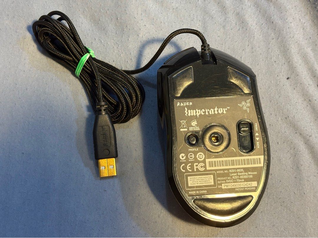 Razer Imperator gaming USB mouse (Category: Mouse & Mousepads) located in Taguig. Submitted by azusa_vad (Listing ID 1401337138, Image 2). Description: This a Razer Imperator gaming mouse with USB connection. Works great, looks almost like new. No issues. No double-clicks or other problems. This mouse was kept in storage for 10 years with no use. Now decluttering. This mouse is famous for its great gaming experience. Razer software for fine-tunin