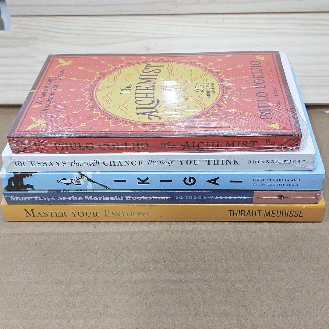 Self-Help Books Bundle (Category: Storybooks) located in Manila. Submitted by booktok_ph (Listing ID 1401297644, Image 3). Description: Pricelist: Days at the Morisaki Bookshop - 199 Ikigai - 150 Master your Emotions - 150 Alchemist - 118 ❌️ SOLD❌️ 101 Essays - 150❌️ SOLD❌️ [TAKE ALL 3 BOOKS FOR ONLY ₱470] • All Brandnew • Free bookmark 📍Marikina City 📦 COD Nationwide | Fast and Reliable Shipping For inquiries, feel free to message us! #Booktok