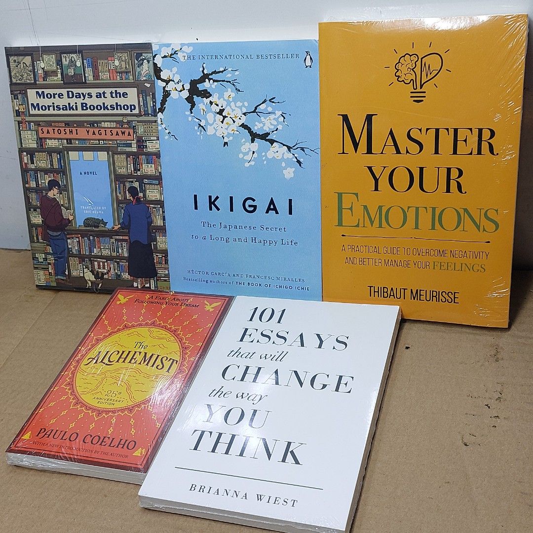 Self-Help Books Bundle (Category: Storybooks) located in Manila. Submitted by booktok_ph (Listing ID 1401297644, Image 2). Description: Pricelist: Days at the Morisaki Bookshop - 199 Ikigai - 150 Master your Emotions - 150 Alchemist - 118 ❌️ SOLD❌️ 101 Essays - 150❌️ SOLD❌️ [TAKE ALL 3 BOOKS FOR ONLY ₱470] • All Brandnew • Free bookmark 📍Marikina City 📦 COD Nationwide | Fast and Reliable Shipping For inquiries, feel free to message us! #Booktok