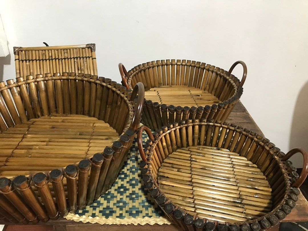 Set of 3 Woven Bamboo Baskets (Category: Storage Boxes & Baskets) located in Pasig City. Submitted by eyratan (Listing ID 1401243559, Image 2). Description: - Best to use as fruit or food container - Quality products made in Abra - We can customize and deliver in bulk - Best for wood or nature themed party - Perfect for Christmas, New Year, and other family gathering and big events.