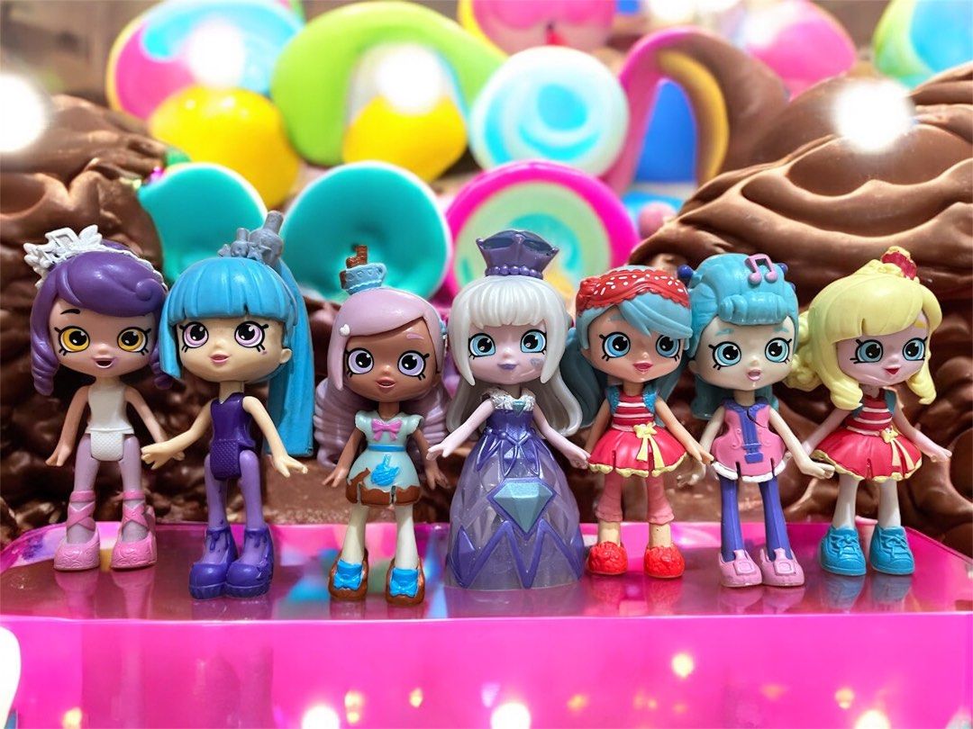 Shopkins Shoppies Dolls (Category: Kids Toys) located in Dasmarinas. Submitted by sweetlittlethingstoyshop (Listing ID 1401343346, Image 1). Description: Take all Fixed price - Shopkins Shoppies doll set. - Includes seven different dolls. - Each doll has a unique outfit and hairstyle. - Distinct designs and color schemes. - Perfect for Shopkins collectors. - Great for imaginative play..