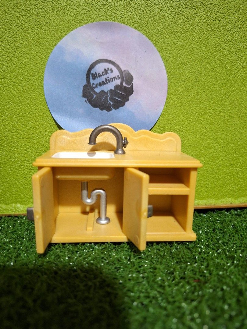 SYLVANIAN Miniature Yellow Cabinet (Category: Kids Toys) located in Cavite. Submitted by Mavee (Listing ID 1401338957, Image 2). Description: Sylvanian Kitchen Sink, still in very good condition, has minor stains, no broken parts or crack' perfect for your starter Sylvanian set up🥰.
