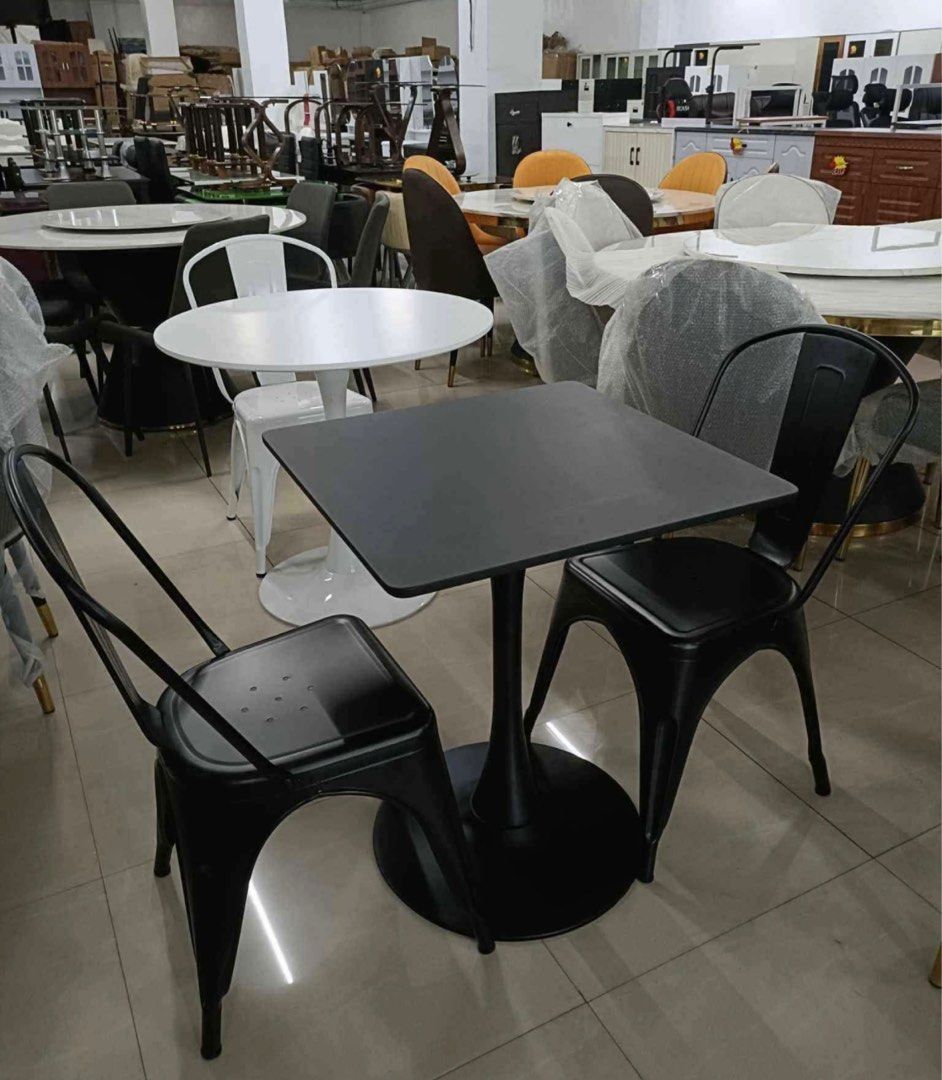 Tulip Table & stackable Chairs for resto or cafe (Category: Tables & Sets) located in Manila. Submitted by mry_rfl (Listing ID 1401345358, Image 2). Description: ✅Brandnew💯 ✅Guaranteed Quality💯 ✅COD/COP/Gcash/Bank transfer accepted ✅Open for pickup, delivery and shipping ✅Retail/Bulk orders accepted ✅Bodega Price ✅We can provide sales invoice (BIR registered with tin) 📍Location: Tondo,Manila 📩Pm for inquiries.