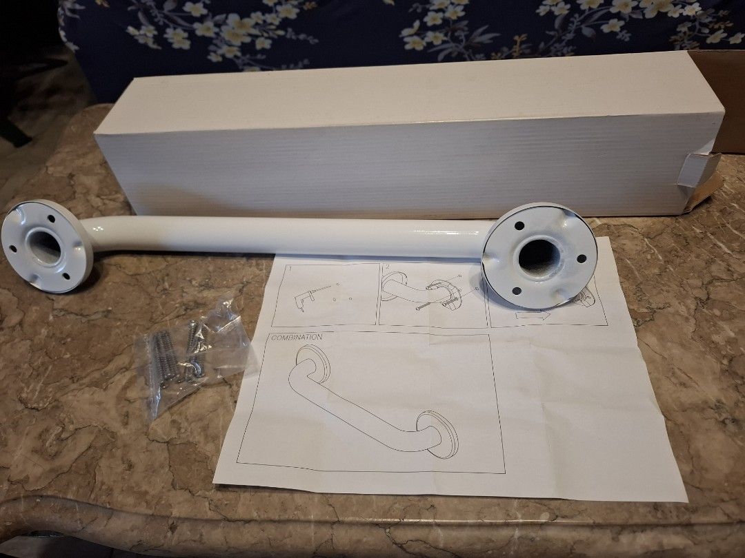 White Grab Bar with Mounting Hardware (Category: Other Assistive Aids) located in Paranaque City. Submitted by isay_virtualstore (Listing ID 1401238918, Image 3). Description: hand rail/grab bar white length 19in. brand new 2 available units.