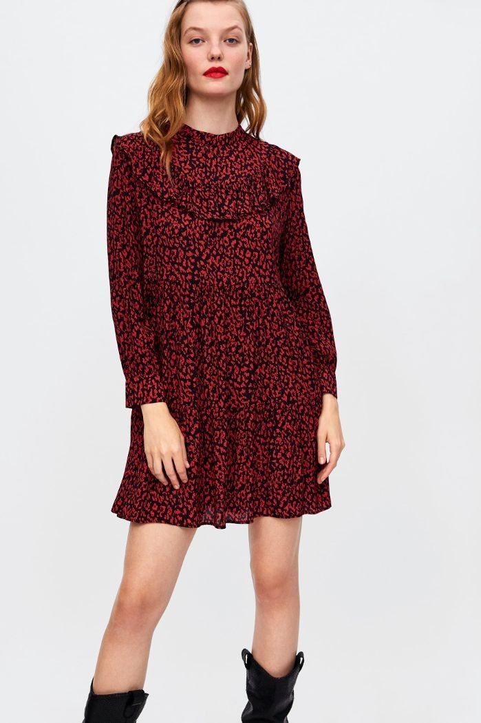 Zara Premium Black and Red Leopard Print Dress