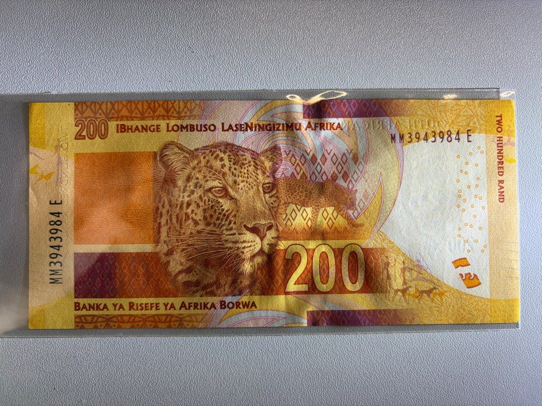 UNC）南非🇿🇦蘭特200 元紙幣, 興趣及遊戲, 收藏品及紀念品, 錢幣- Carousell