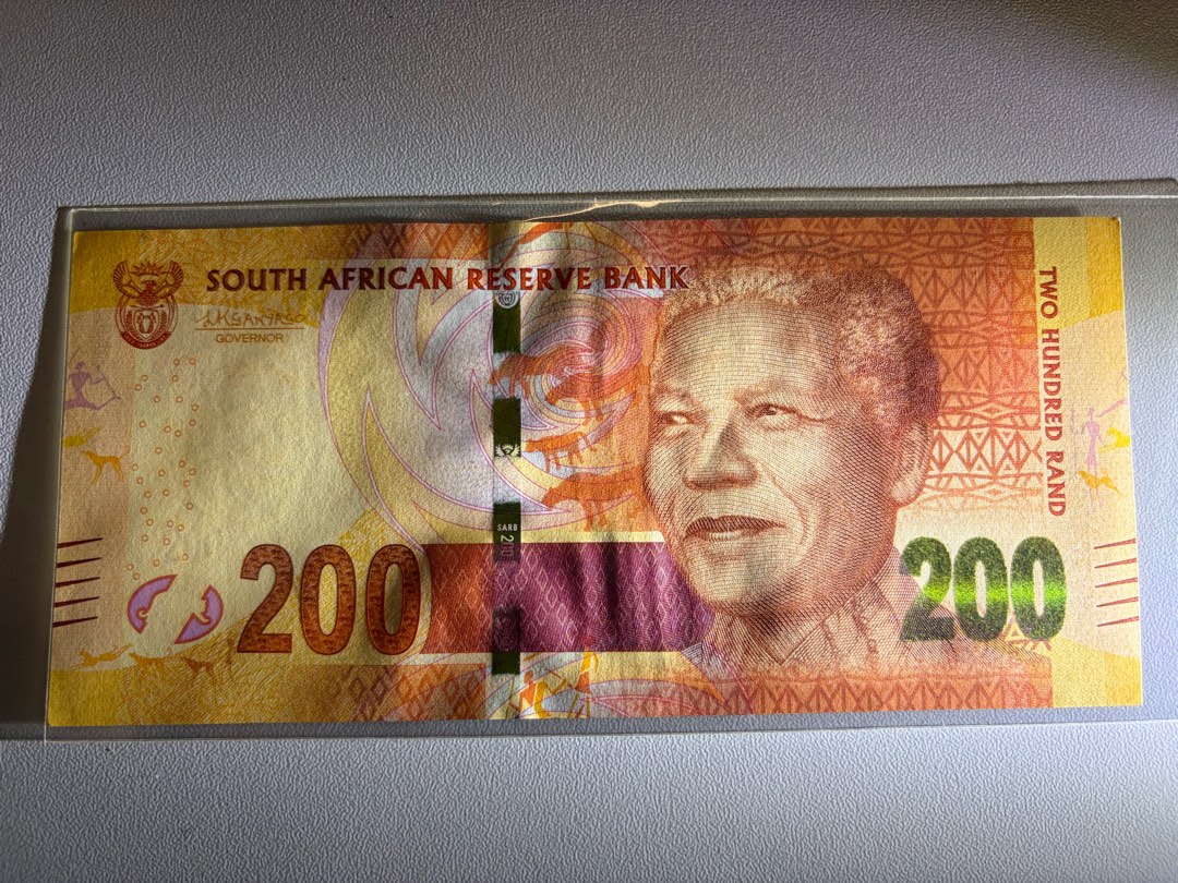 UNC）南非🇿🇦蘭特200 元紙幣, 興趣及遊戲, 收藏品及紀念品, 錢幣- Carousell