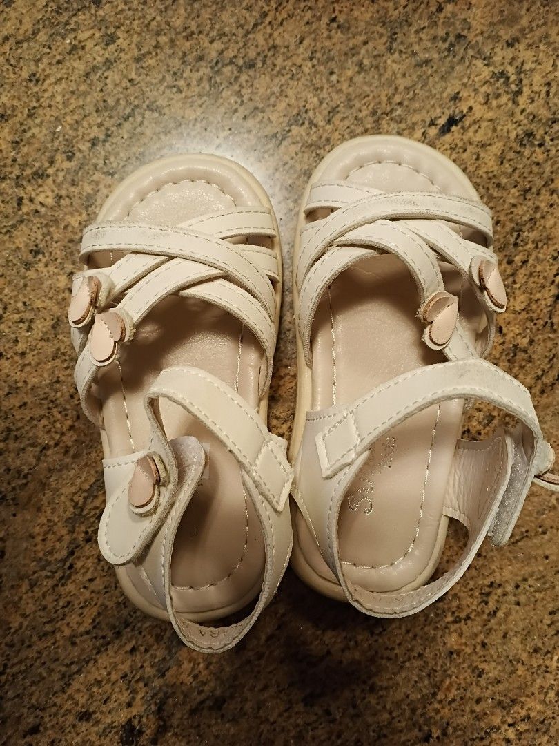 Baby Girl Sandals (Category: Babies & Kids Fashion) located in Quezon City. Submitted by francescace (Listing ID 1401445738, Image 1). Description: - Adorable baby girl sandals - Neutral color - Easy strap closure - Cute heart design - Perfect for summer.