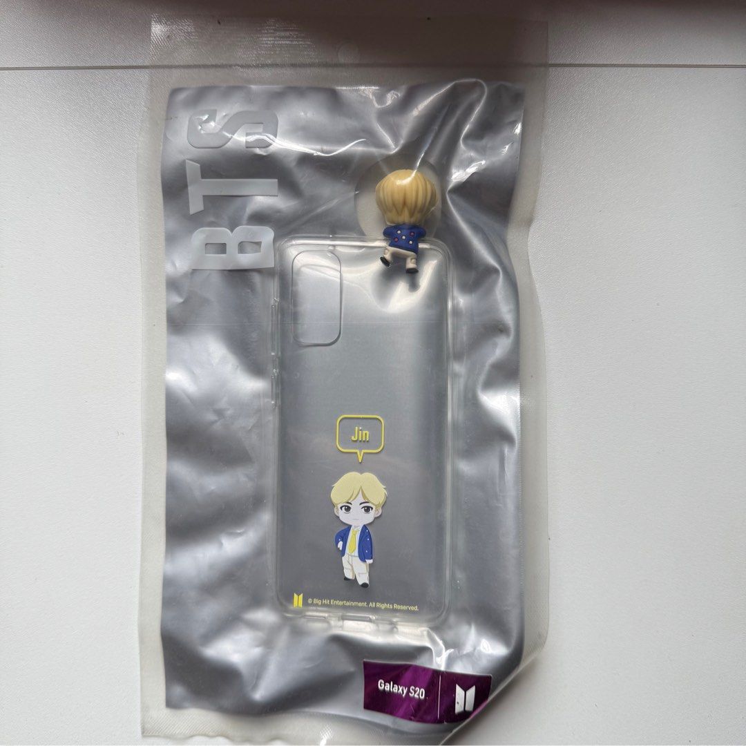 BTS Jin Love Yourself Galaxy S20 Phone Case (Category: Cases & Sleeves) located in Manila. Submitted by sherrypies (Listing ID 1401406716, Image 1). Description: - RFS: Decluttering. Got this as a freebie from some merch I bought and I don't have this phone model as well. 😊 - Also available: JK.