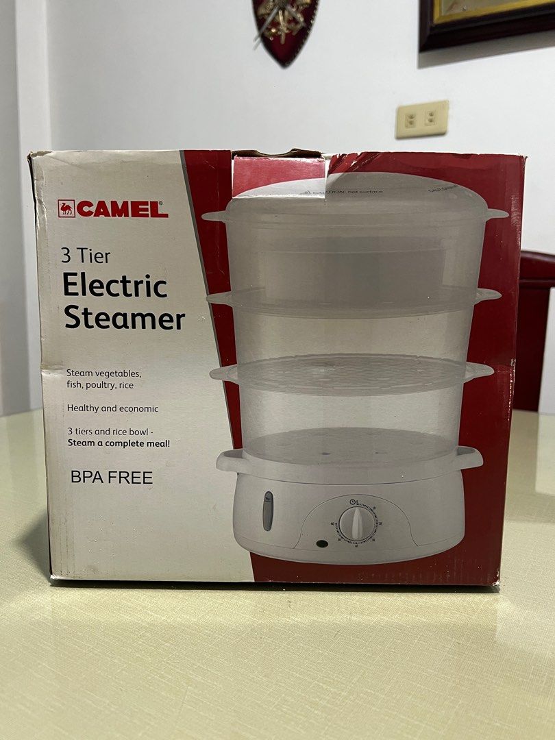 Camel 3 Tier Electric Steamer (Category: Cookware & Accessories) located in Quezon City. Submitted by acasale (Listing ID 1401383981, Image 1). Description: Camel 3 tier electric steamer Buyer to shoulder delivery fees Location: Novaliches, QC near bayan simbahan.