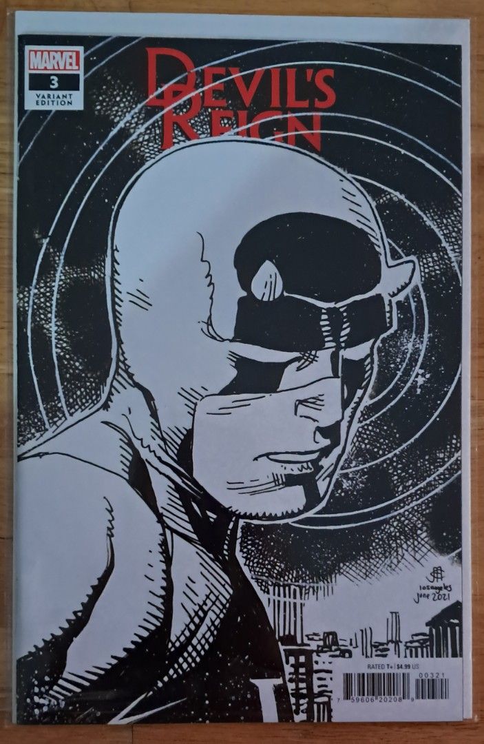 Devil's Reign #3 Variant Edition Comic Book (Category: Comics & Manga) located in Quezon City. Submitted by ernestamaru2 (Listing ID 1401402661, Image 1). Description: Devil's Reign #3 variant edition comic book. Features Daredevil on the cover. Published by Marvel. Includes the Marvel logo and issue number 3. The cover art is in black and white. Signed by artist. Dated June 2021..