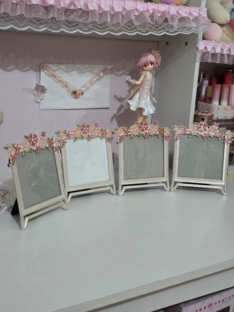 Floral Embellished Silver Photo Frames (Category: Frames & Pictures) located in Quezon City. Submitted by enitshu (Listing ID 1401385450, Image 2). Description: - Set of 4 silver photo frames □ 4 for 300 pesos □ 80 pesos each - Square-shaped with decorative borders - Made of metal 9x9cm photo frame tags : Coquette shabby chick dollette cottagecpre decor picture frame photo.