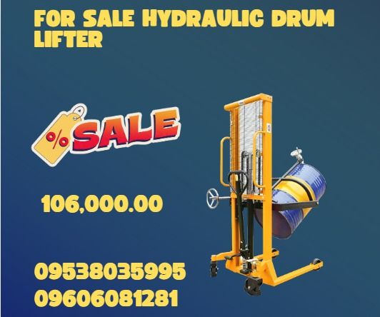 for sale Hydraulic Drum Lifter (Category: Home Improvement Tools & Accessories) located in Caloocan City. Submitted by francytorr34493 (Listing ID 1401364001, Image 1). Description: Capacity: 400KG, Lifting Height: 1450mm, Drum Size: 55 gallon, suitable for both steel and plastic drum .