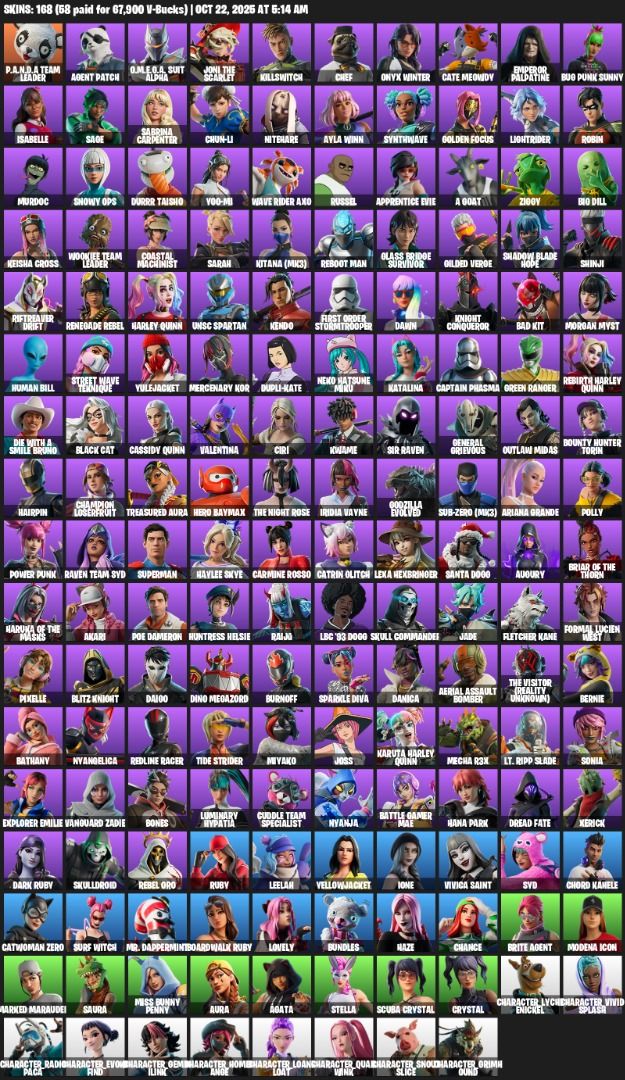 Fortnite Rare Digital Collection | 168 Skins | 154 Pickaxes | 174 ...
