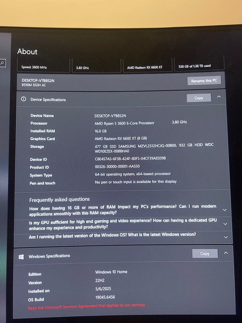 Gaming PC - AMD Ryzen 5 3600, RX 6600 XT, 16GB RAM