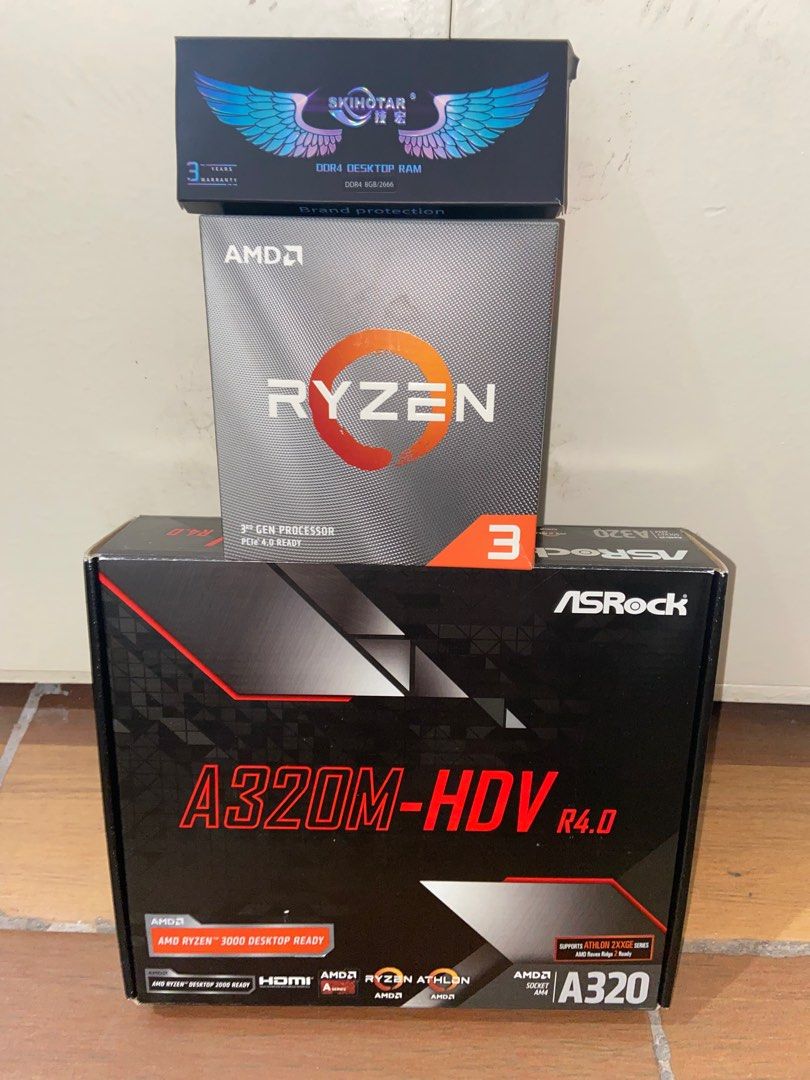 Gaming PC set (Category: Desktops) located in Manila. Submitted by russeltlsts (Listing ID 1401384875, Image 3). Description: Cpu: Ryzen 3 3100 4c8t 65w am4 Mobo: Asrock a320m-hdv r4.0 Gpu: Biostar rx550 4gb gddr5 Psu: Corsair CV450 80+ bronze Ram: Skihotar 2-8gb 2666mhz ddr4 Ssd: Transcend nvme m.2 256gb Hdd: Western digital 1tb Case: Rakk anyag white Kb: Rakk lam-ang lite mech kb Mouse: Rakk dasig mouse Monitor: Bezel 24” 75hz Cam: Inplay c7202