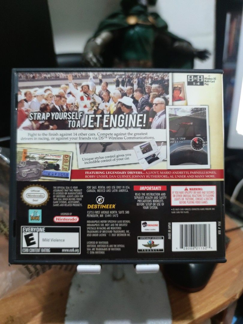 Indianapolis 500 Legends - Nintendo DS (authentic) (Category: Nintendo) located in Quezon City. Submitted by gwift (Listing ID 1401521117, Image 2). Description: Indianapolis 500 Legends for Nintendo DS. The game cartridge, case, and instruction booklet are included. The game is rated E for Everyone. Features racing gameplay. The game is published by Destineer. The game is shown working on a Nintendo DS console. 250 na lang, very good condition p