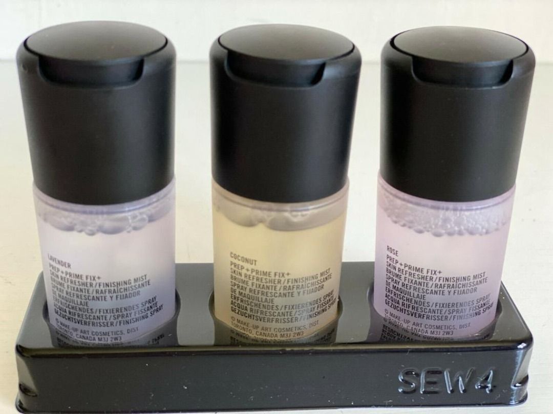 MAC PREP + PRIME FIX + PRIMER TRIO SET: LAVENDER / ROSE / COCONUT (Category: Makeup) located in San Juan City. Submitted by thesouthbeachedit (Listing ID 1401393956, Image 3). Description: MAC PREP & PRIME FIX+ PRIMER SET Full Description: Three marvelous Prep + Prime Fix+ scents, all bundled up for a fabulous night out. Go for sexy in creamy Coconut, take a load off with relaxing Lavender or make a move in romantic Rose. Three scent changes for 