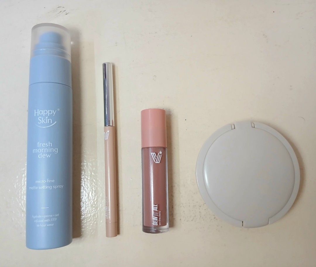 MAKEUP SET VICE (Category: Makeup) located in Navotas City. Submitted by rainepreloved (Listing ID 1401466832, Image 1). Description: MAKEUPS FOR SALE (sf not included) 1) Happy Skin Setting Spray (❗️SOLD) 2) Vice On the Daily Liners - Shade: Nude - Newly ordered, tried it twice lang - Price : 130 3) Vice Dew It All Liquid Blush - Shade: Always Fresh - Tried lang din ang shade - Price: 120 4) Absidy Powder - Shade: Oat (❗️SOLD) - Used. See next p