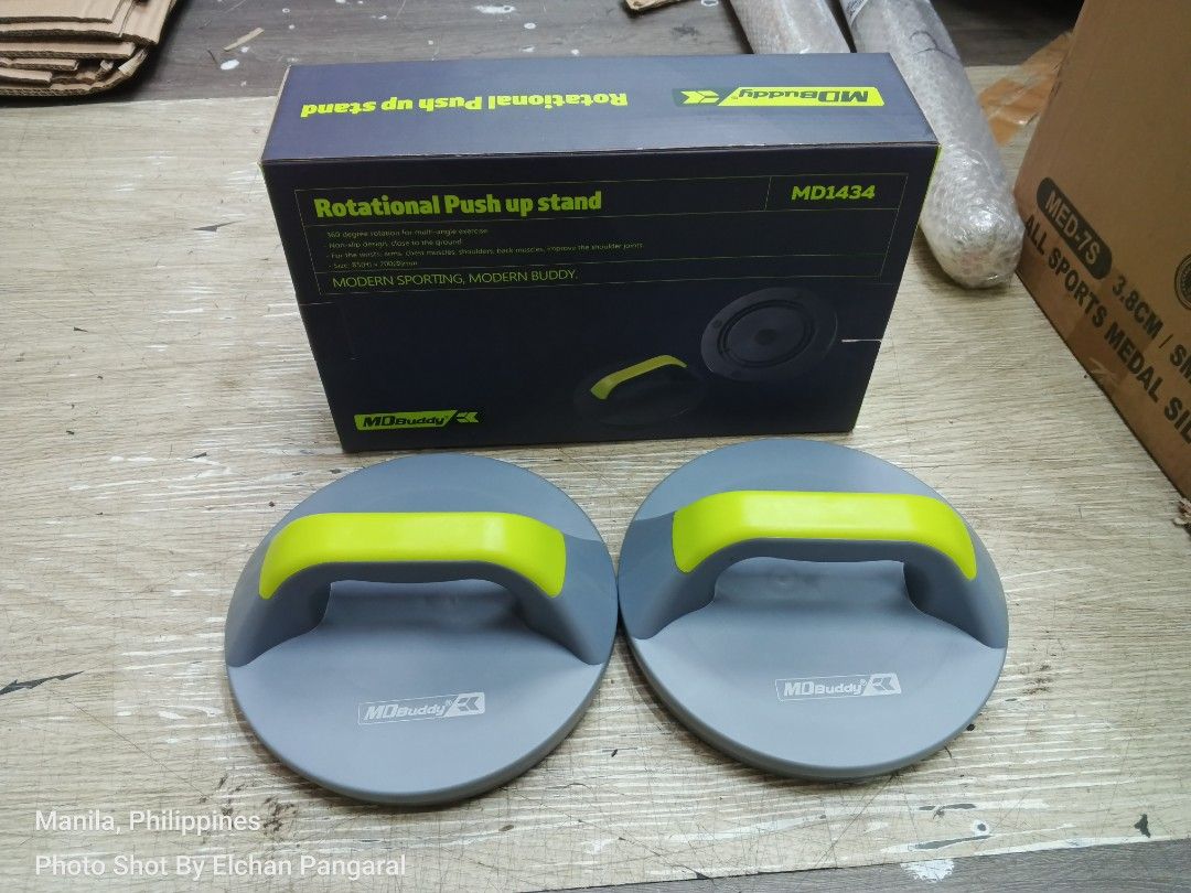 MD Buddy Rotational Push Up Stand (Category: Weights & Dumbbells) located in Manila. Submitted by lardspangaral-17187 (Listing ID 1401498978, Image 1). Description: new arrivals Mdbuddy rotating push up bar for only php:650.