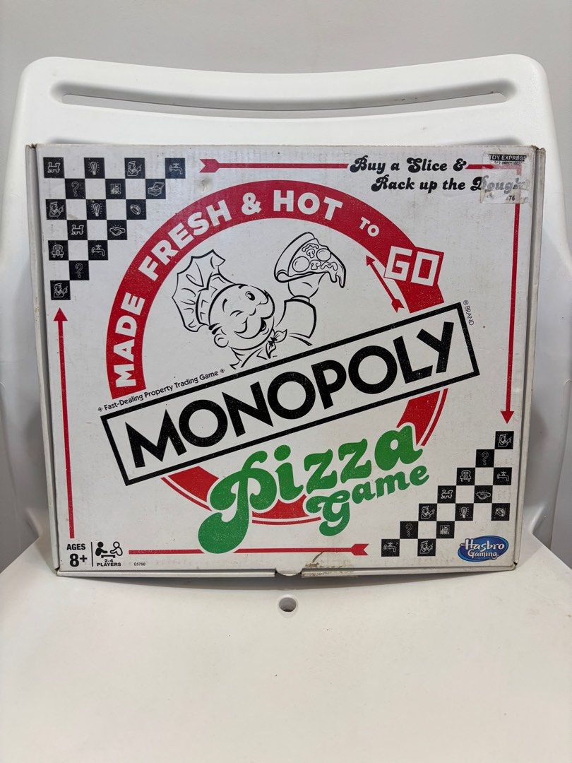 Monopoly Pizza (Category: Board Games & Puzzles) located in Antipolo. Submitted by qwerty2301 (Listing ID 1401442726, Image 1). Description: Hasbro Gaming Monopoly (Pizza Edition) Inclusion: - Board itself - Instruction Manual - Pizza Slices - Cards - Dice - Characters 📦 MOD: LBC, Lalamove, or Meet up (QC Area) 💵 MOP: Gcash, Bank Transfer (BPI), or Cash .