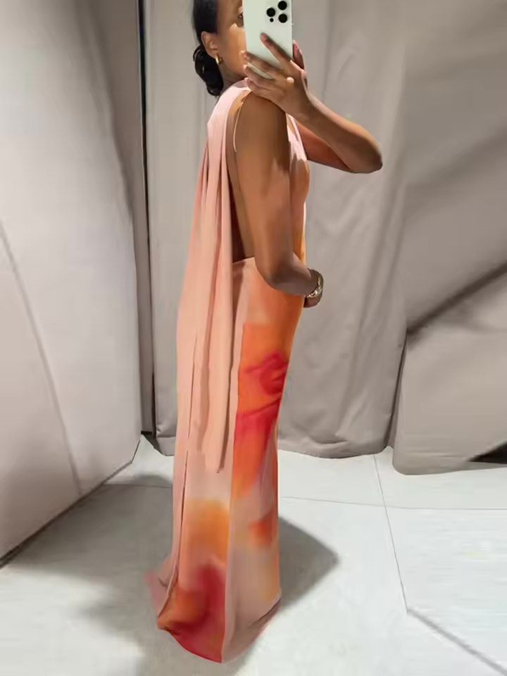 Ombre Maxi Dress with Scarf (Category: Dresses) located in Baguio. Submitted by leeala (Listing ID 1401418526, Image 3). Description: - Ombre maxi dress - Pink and orange color scheme - V-neckline - Spaghetti straps - Includes matching scarf - Flowing, versatile silhouette - Perfect for special occasions or everyday style.