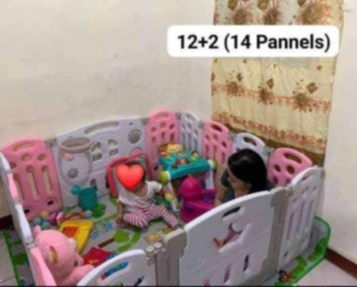 Playpen with Multiple Panels (Category: Infant Playtime) located in Taguig. Submitted by digitalknowledgehubfornurses (Listing ID 1401388226, Image 2). Description: ▪️PLAYPEN▪️ FREEBIES: ✅ With Balls ✅ With Basket ✅ With Mat AVAILABLE SIZES & COLORS: ✅ 10+2 — 155x118x60cm (Green, Pink, Gray) ✅ 12+2 — 160x160x60cm (Green, Pink, Gray) ✅ 16+2 — 200x200x60cm (Green, Pink, Gray) BRAND NEW ❗ 📍 Taguig City / Metro Manila 💳 COD via cash, GCash, or bank
