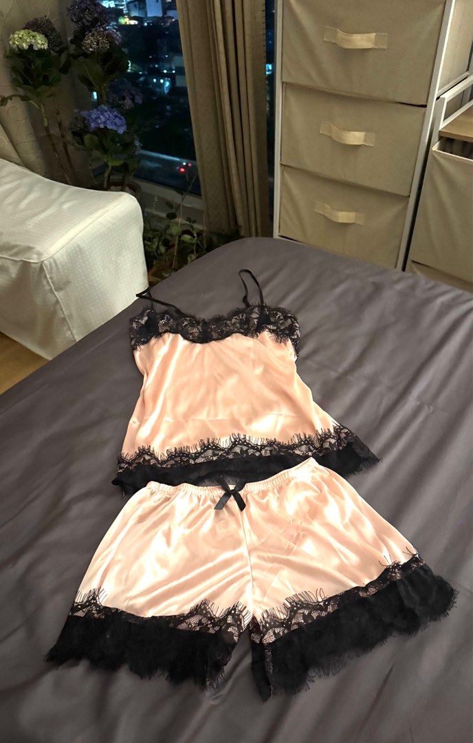 Satin Lace Trim Sleepwear Set (Category: Undergarments & Loungewear) located in Makati City. Submitted by carlysd (Listing ID 1401472585, Image 1). Description: .